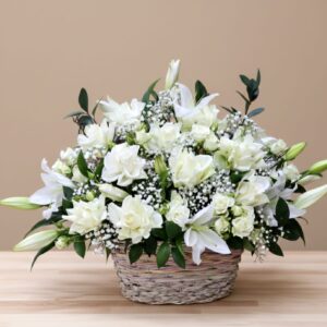 Serene White Radiance: Premium Basket Arrangement