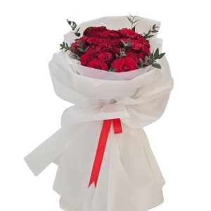 Timeless Passion: Classic Red Rose & Eucalyptus Bouquet - 09