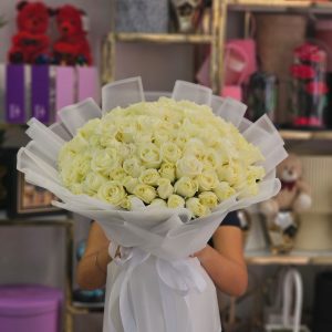 Eternal Grace: 101 White Rose Bouquet -06